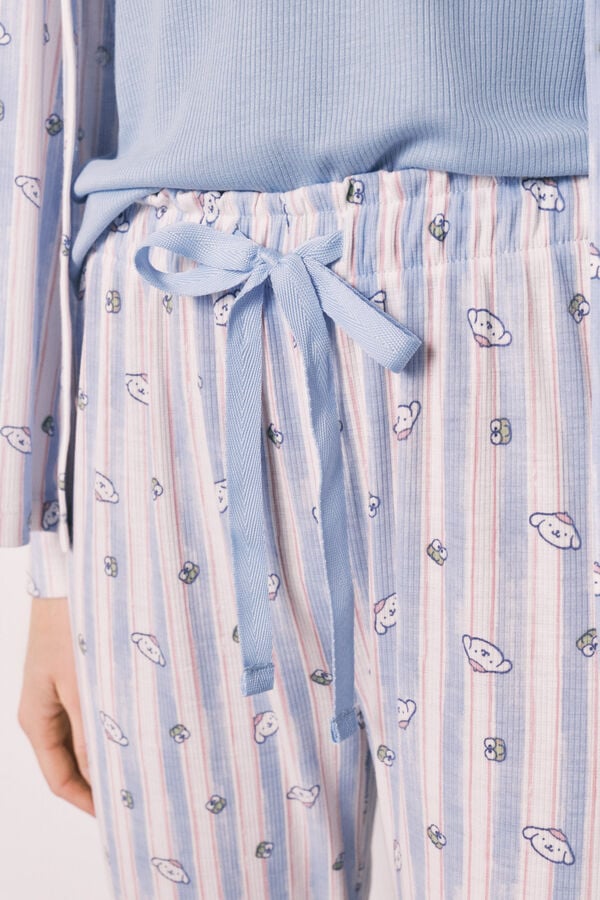 Women'secret Conjunto de pijama &agrave;s riscas e top azul azul