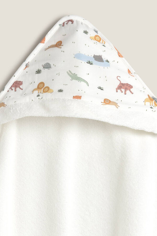 Textura Toalha com capuz estampado selva branco
