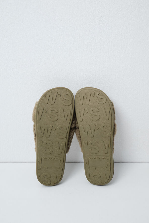Women'secret Zapatillas casa nudo borreguito verde kaki