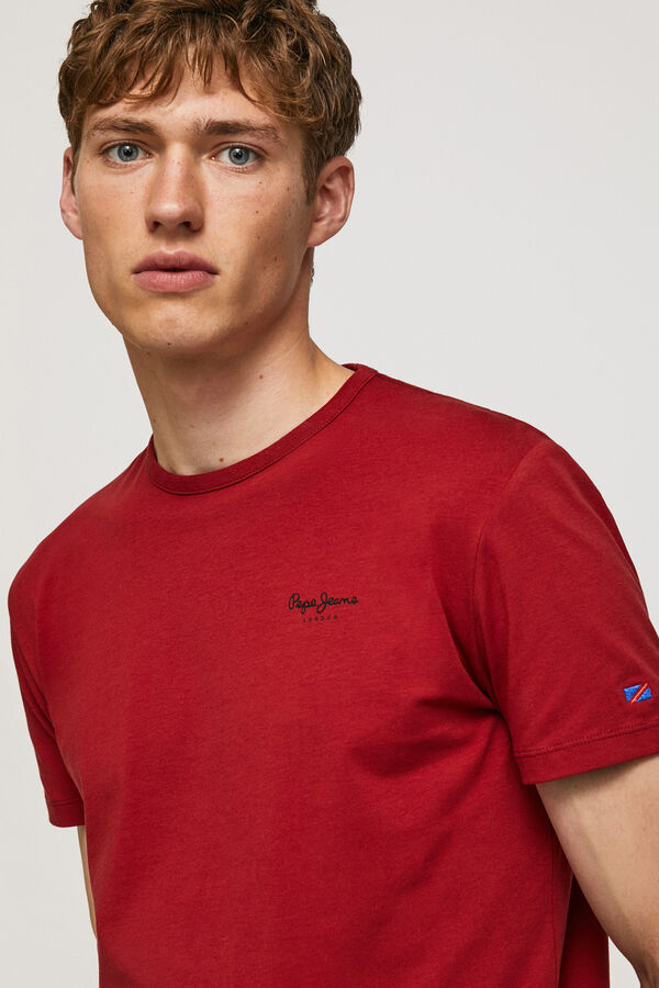 Pepe Jeans Camiseta slim fit com estampado de logo vermelho