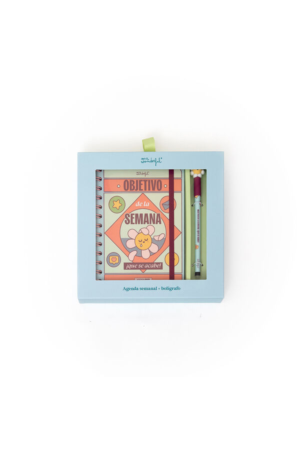 Mr. Wonderful Set de Agenda Wonder peque&ntilde;a 2026 Semanal + boli - Objetivo de la semana: &iexcl;que se acabe! estampado