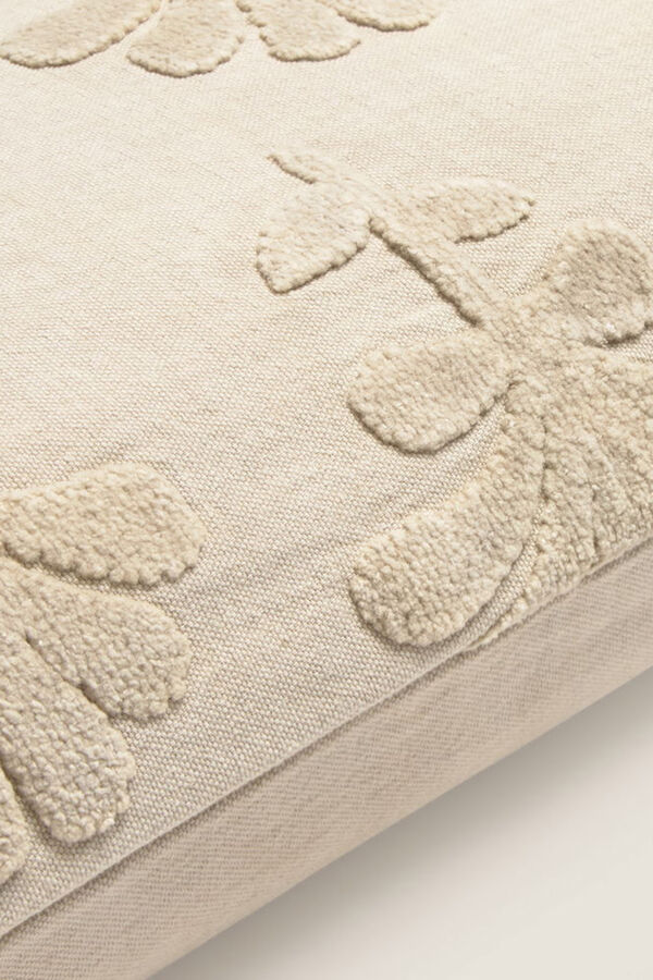 Textura Capa de almofada flor bordada bege