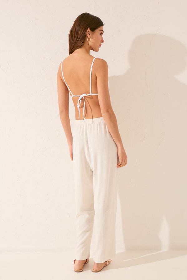 Women'secret White linen Capri trouser white