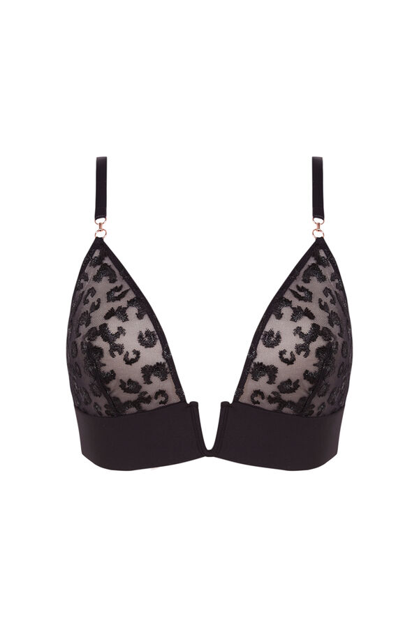 Women'secret Soutien de tule bordado met&aacute;lico preto preto
