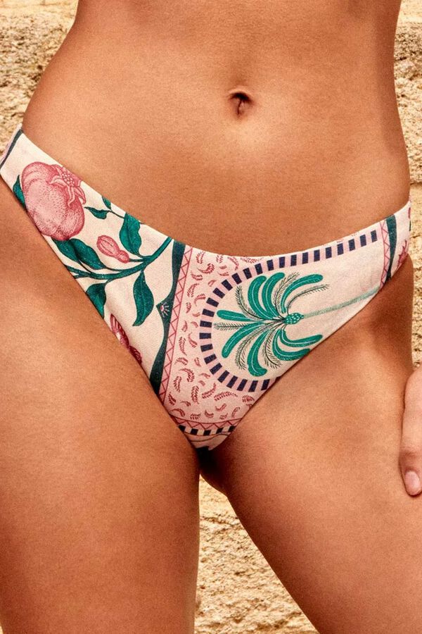 Gisela Cueca de biqu&iacute;ni estampado mosaico tropical branco