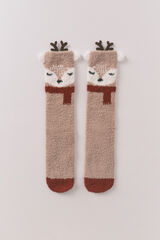 Women'secret Meias longas com estampa de veado 3D azul