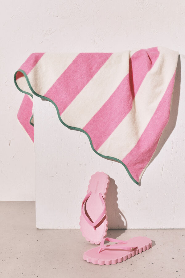 Women'secret Toalha estampado riscas em 100% algod&atilde;o rosa