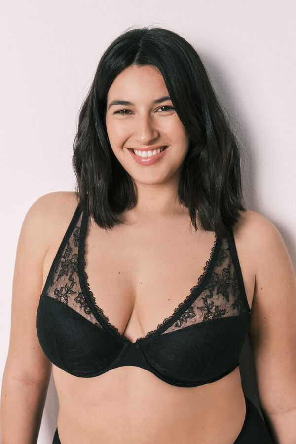 Women'secret Sujetador halter encaje negro INTUITIVE negro