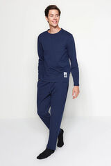 Trendyol Conjunto de pijama azul marinho com corte regular e etiqueta detalhada  azul