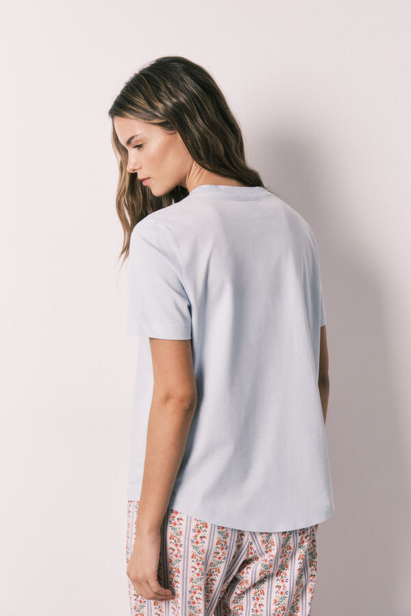Women'secret T-shirt de manga curta 100% algod&atilde;o azul azul