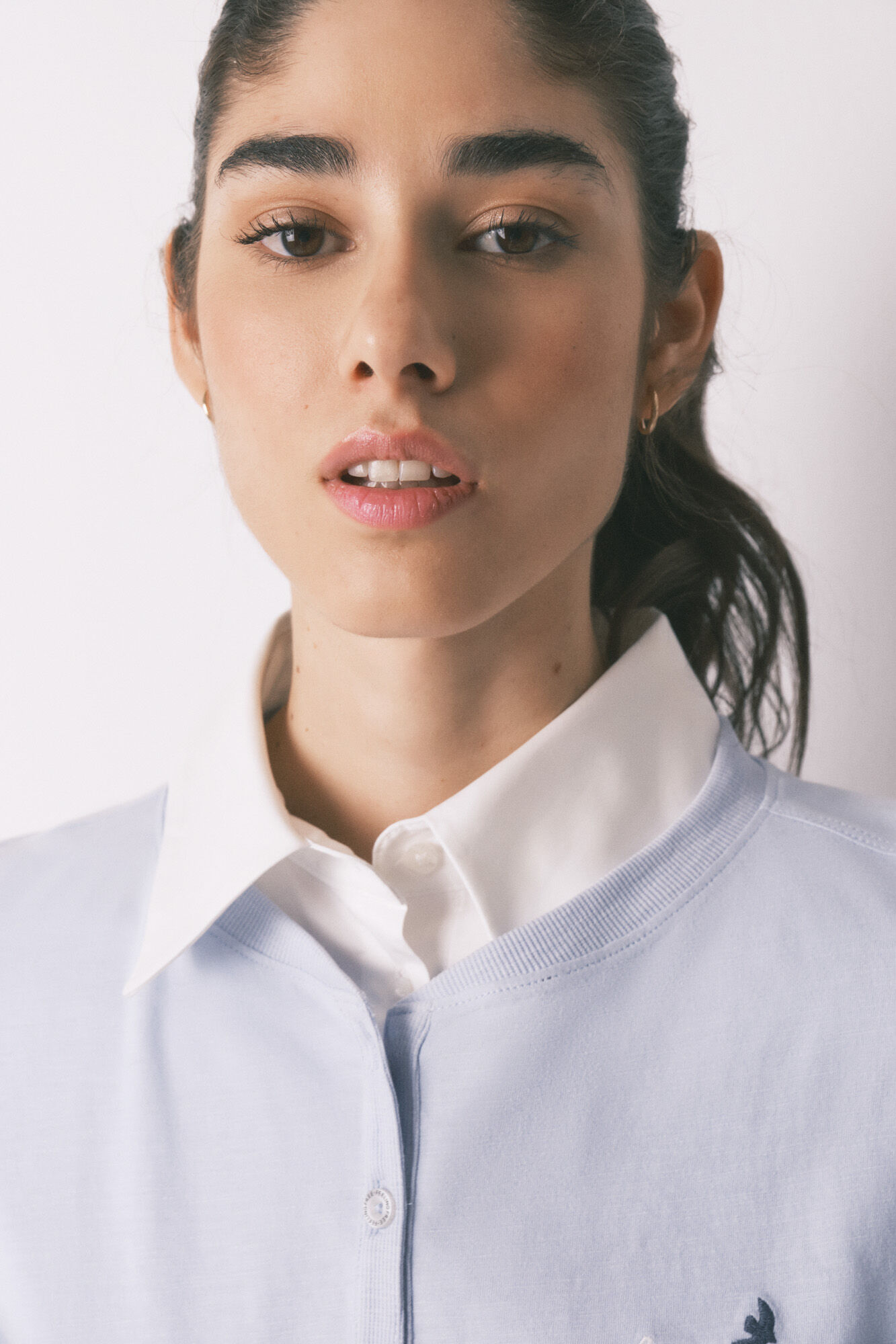 Women'secret T-shirt manga comprida em 100% algod&atilde;o azul