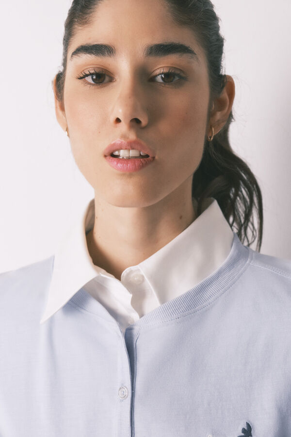 Women'secret T-shirt manga comprida em 100% algod&atilde;o azul azul