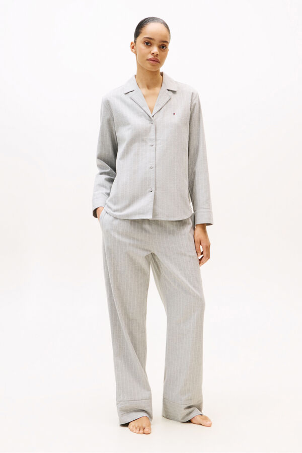 Tommy Hilfiger Conjunto de pijama riscas com camisa e calça bege