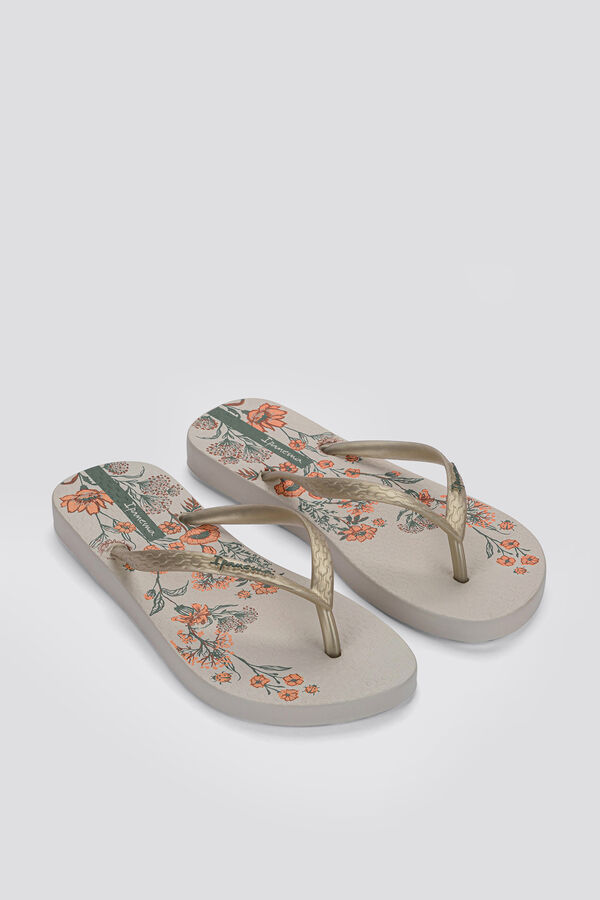 Ipanema Chinelos motivo floral bege