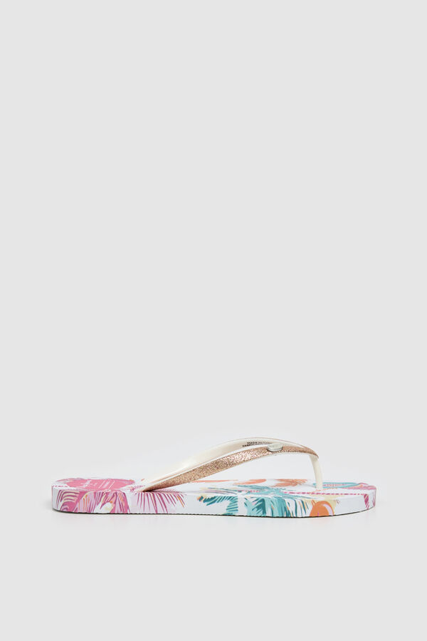 Pepe Jeans Chinelos de brilho com motivo floral branco