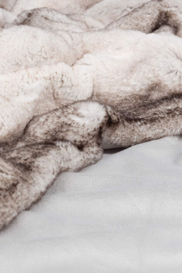 Womensecret Two-tone soft fur blanket grey