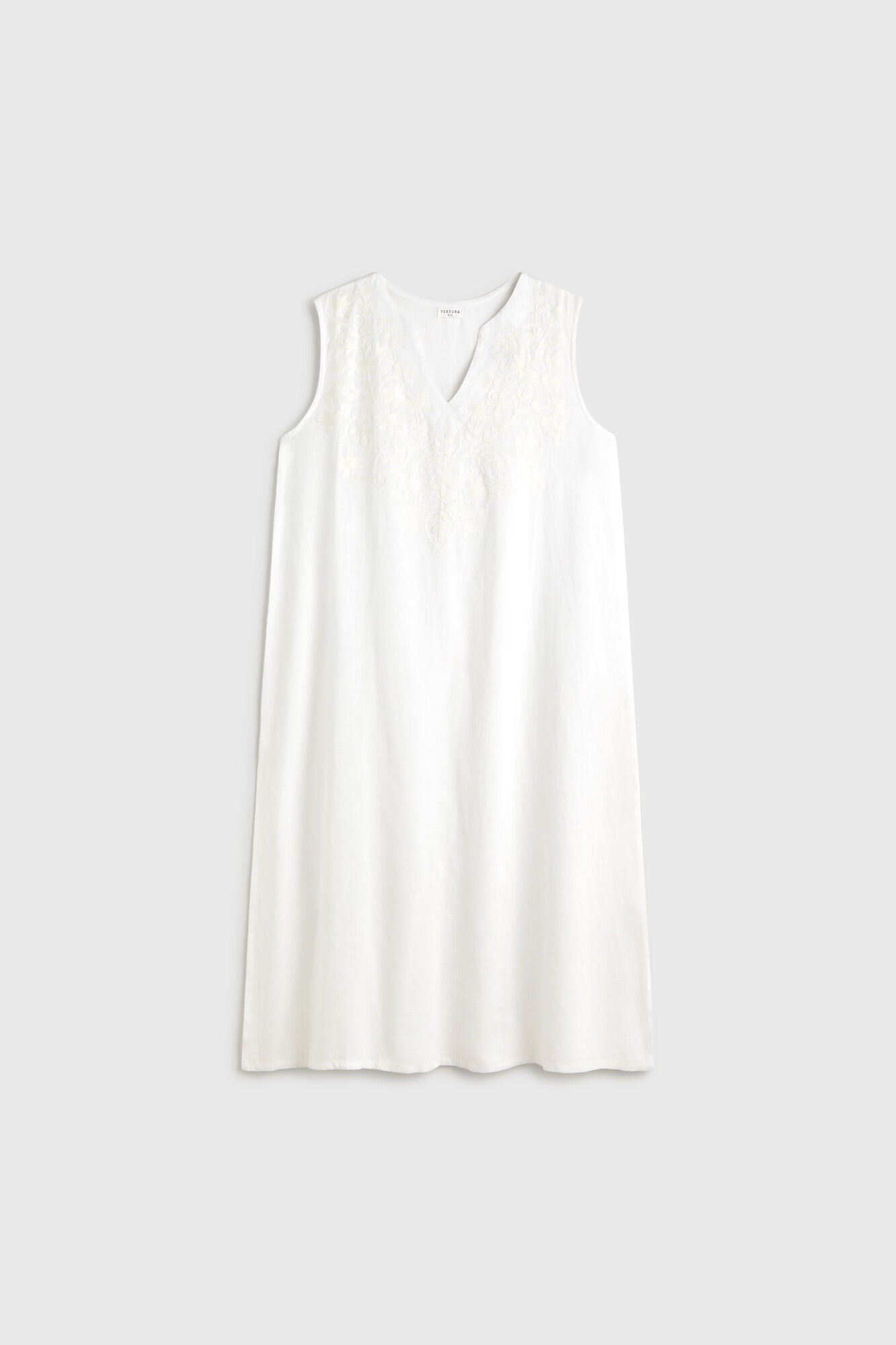 Textura T&uacute;nica de praia em algod&atilde;o bordada