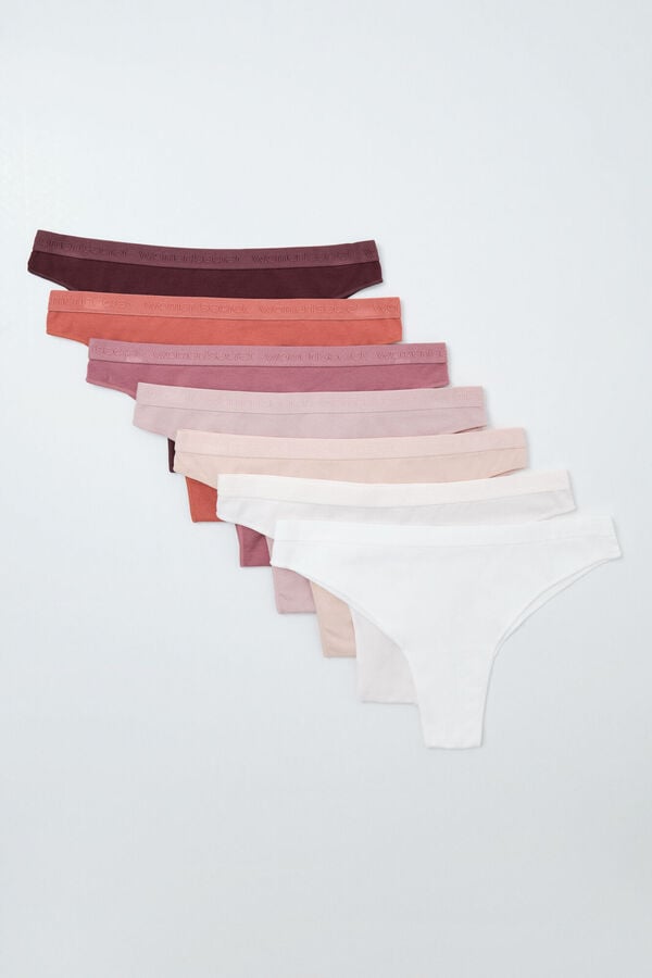 Women'secret Pack 7 bragas brasile&ntilde;a algod&oacute;n lisas logo branco