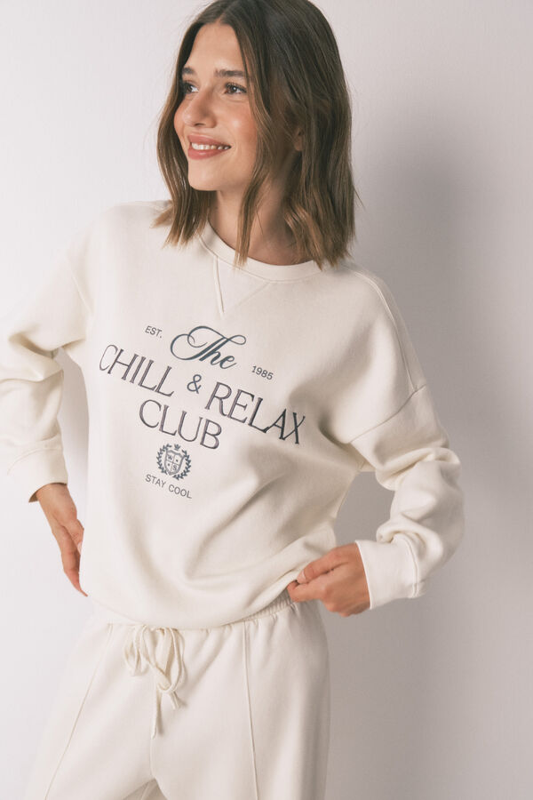 Women'secret White cotton plush sweatshirt beige