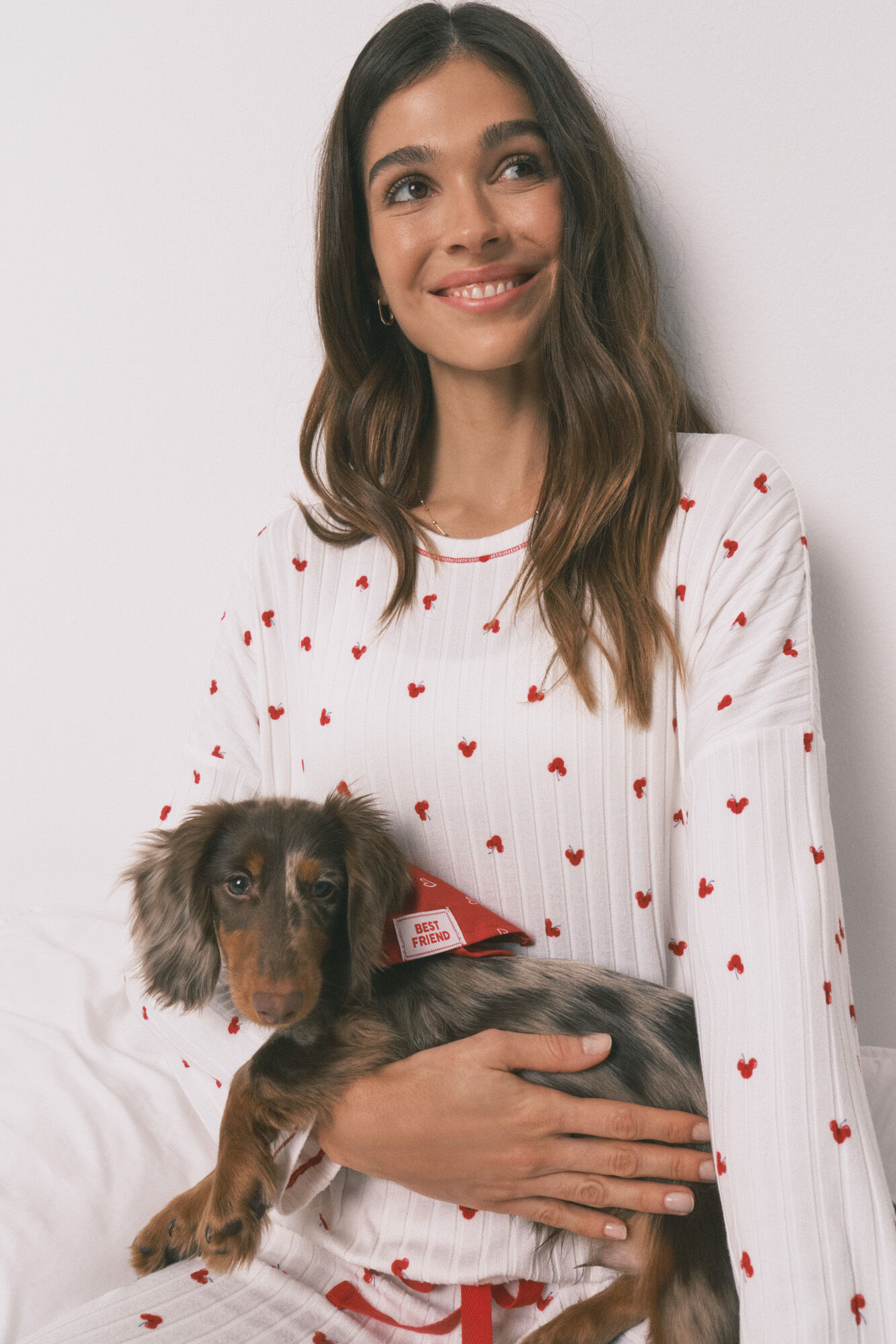 Women'secret Bandana para c&atilde;o com cora&ccedil;&otilde;es vermelha