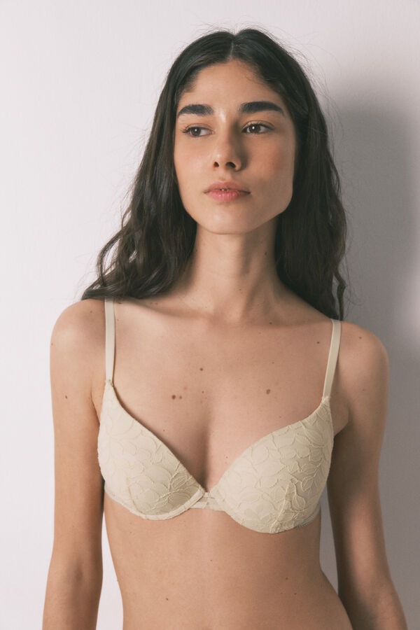 Women'secret Soutien GORGEOUS push-up em renda bege cru