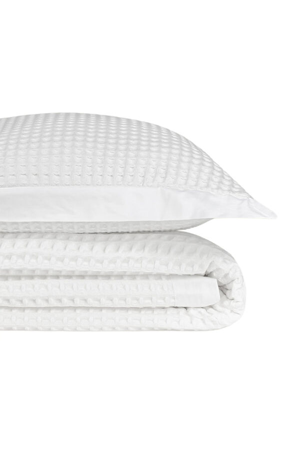 Textura Colcha 100% algod&oacute;n nido abeja. Cama 80-90cm. blanco
