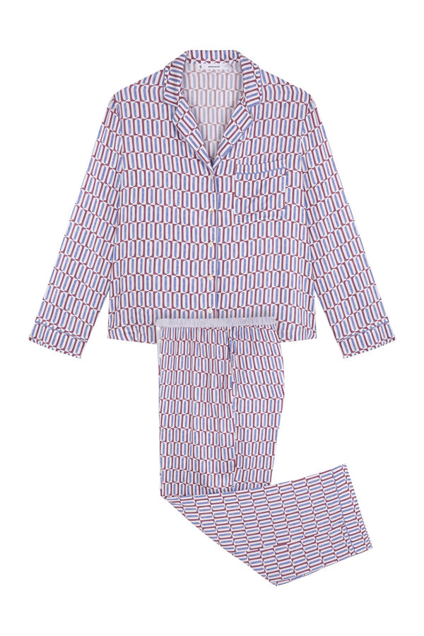 Women'secret Pijama camiseiro longo de cetim com estampa geométrica estampado