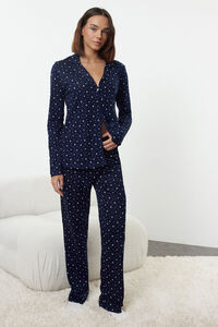 Trendyol Conjunto de pijama azul marinho com estampado galáctica 