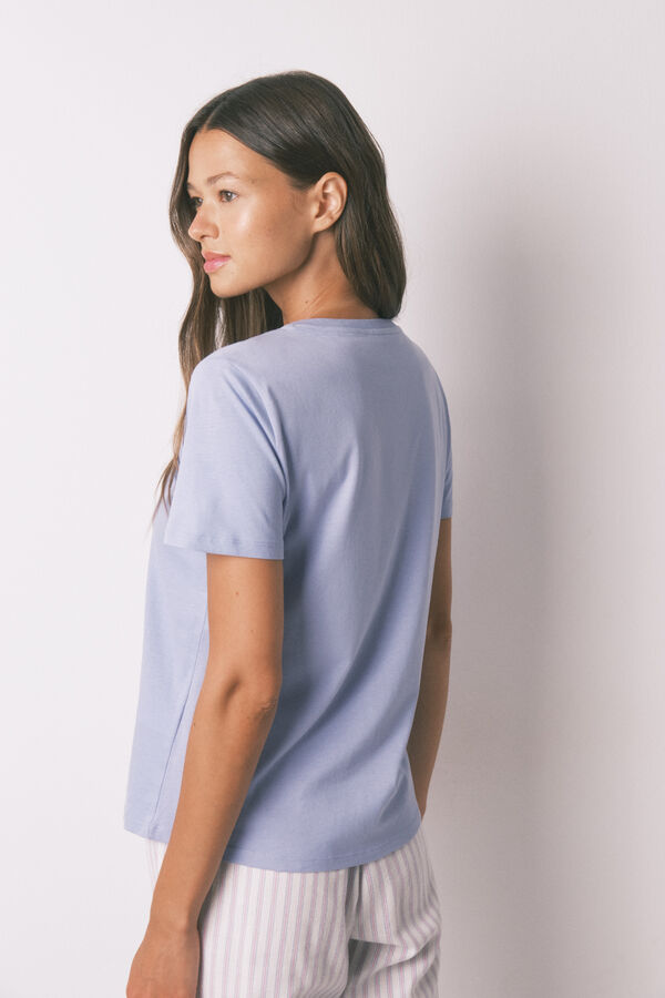 Women'secret T-shirt de manga curta em algod&atilde;o escovado lil&aacute;s rosa