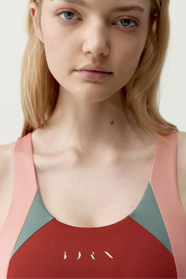 Born Living Yoga Top desportivo Darana vermelho coral/verde estampado