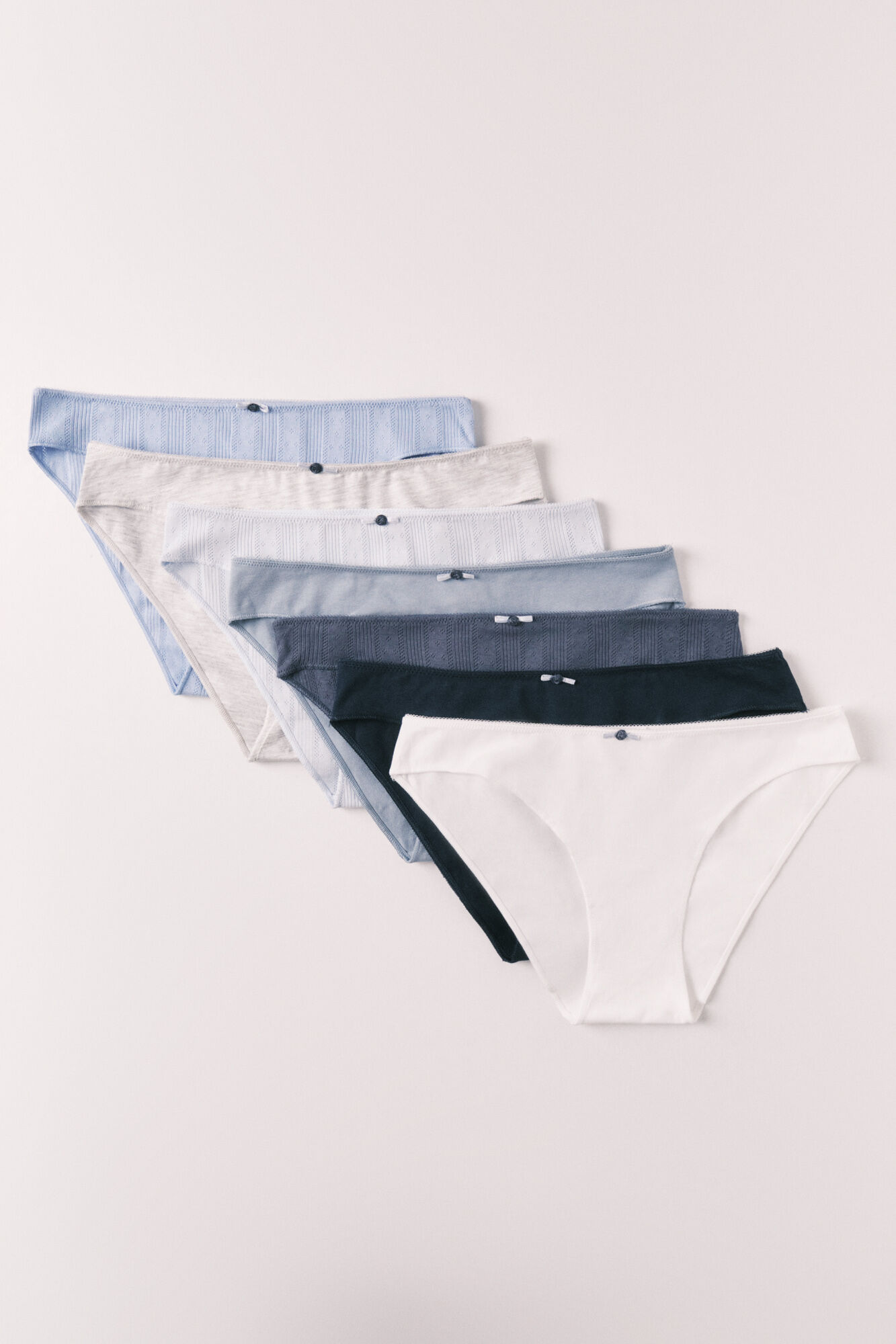 Women'secret Pack 7 cuecas cl&aacute;ssicas em algod&atilde;o pointelle mix de cores