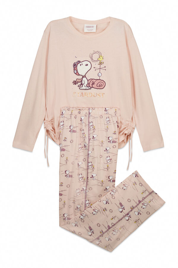 Women'secret Pijama comprido em algod&atilde;o rosa Snoopy rosa