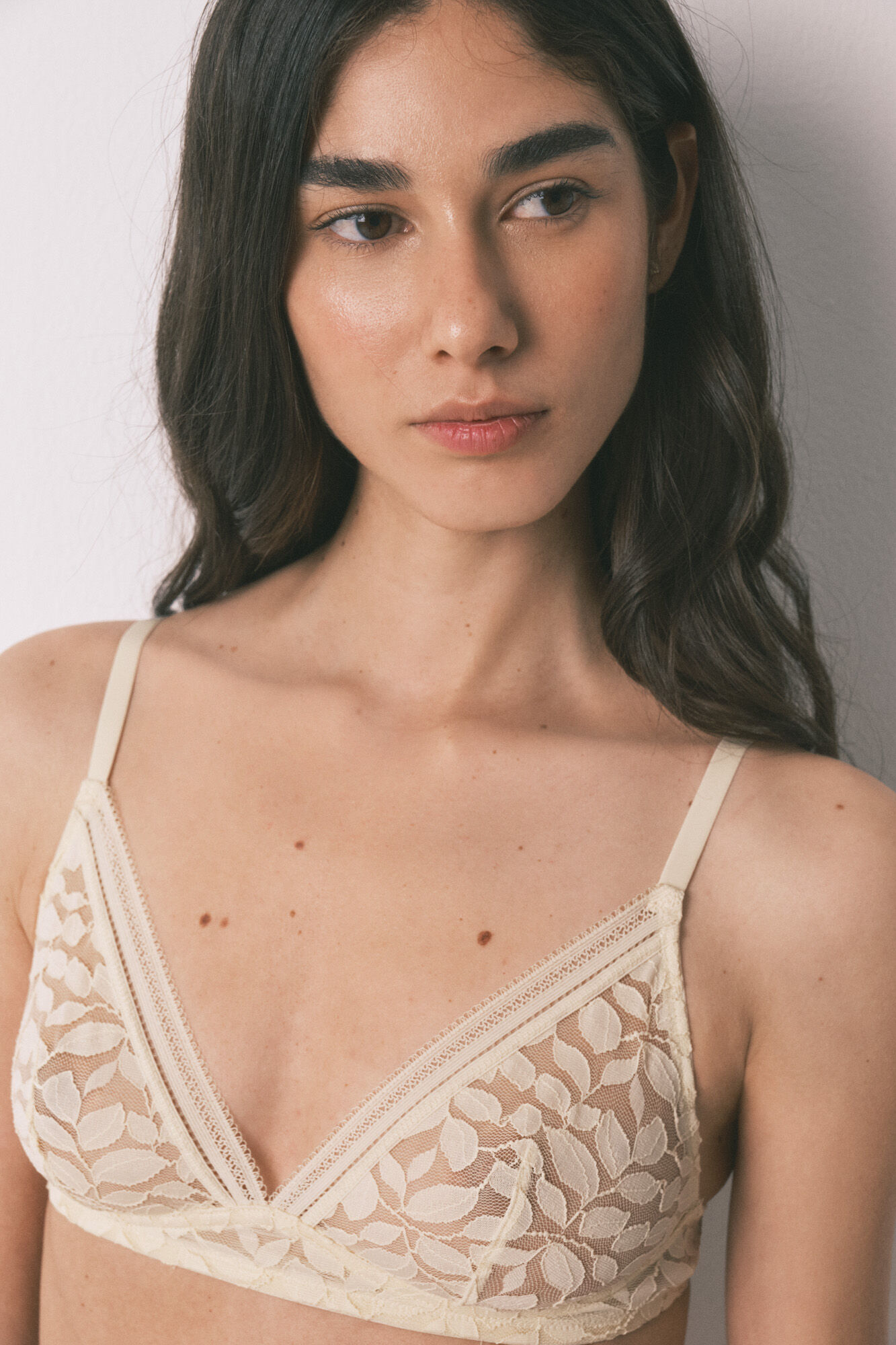 Women'secret Soutien triangular NATURAL em renda bege