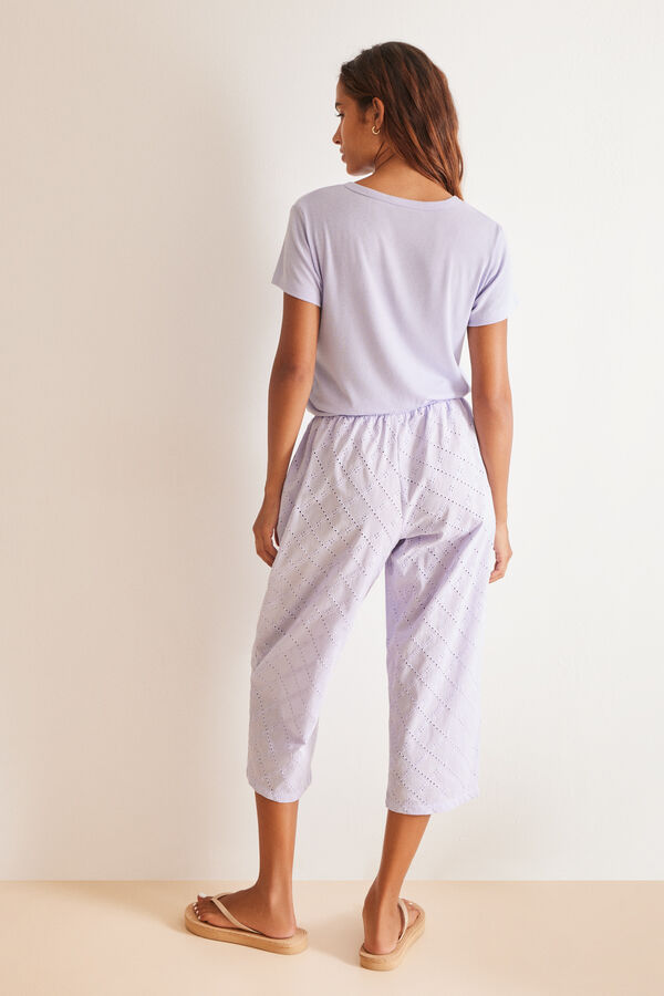 Womensecret Pyjama 100 % coton Capri lilas rose