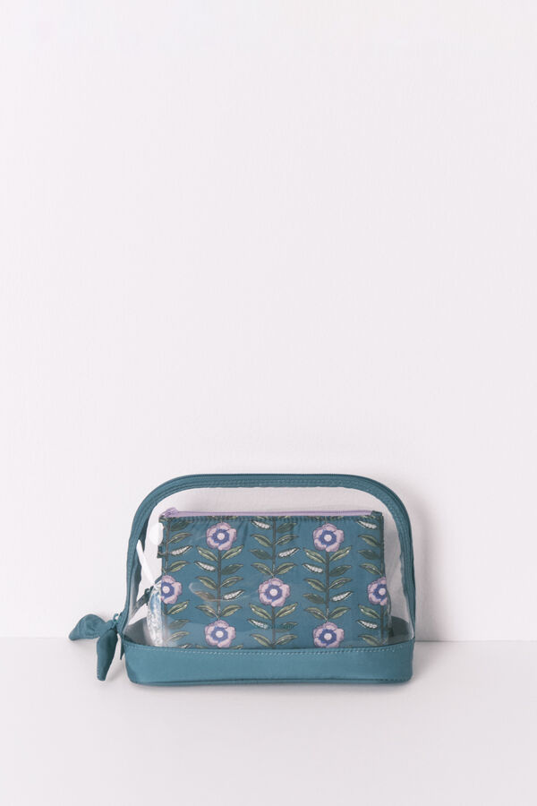 Women'secret Pacote com 3 bolsas de higiene pessoal estampadas em verde verde