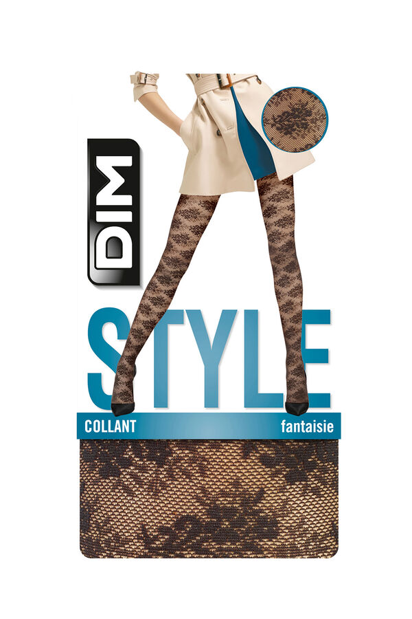 DIM collant de renda floral 20 Denier preto