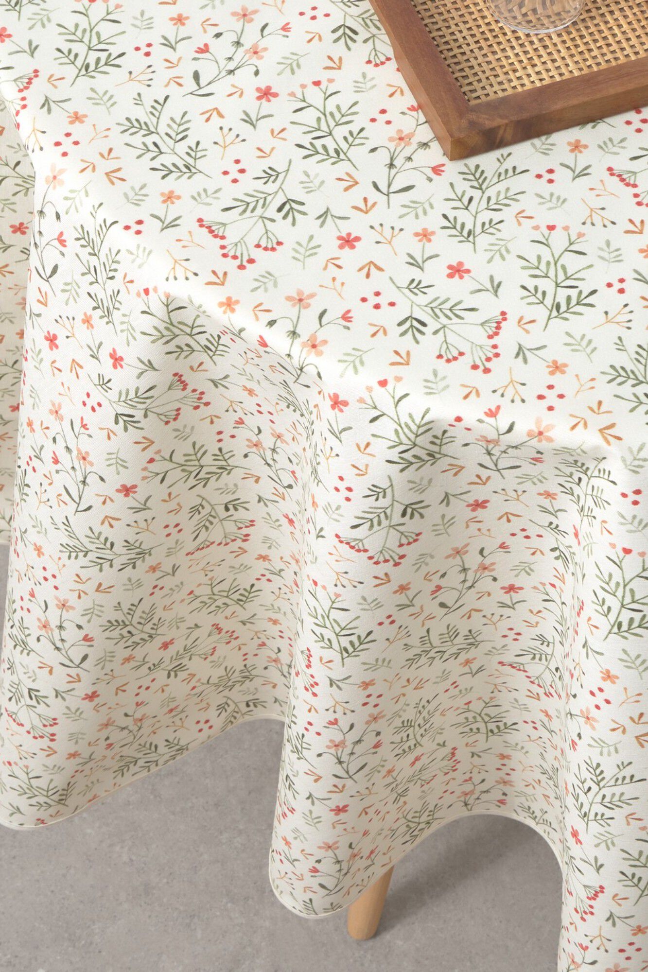 Textura Toalha de mesa redonda resinada antimanchas com flores