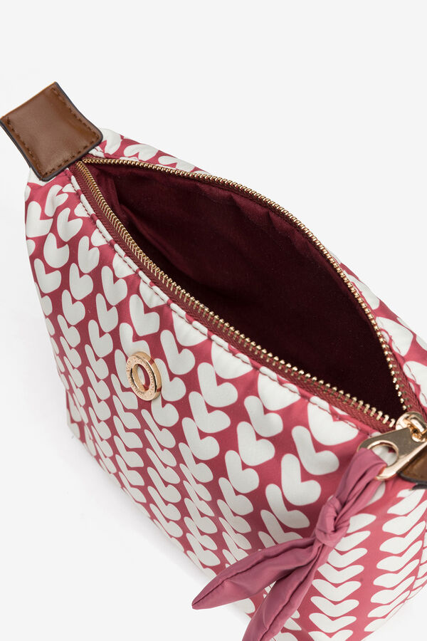 Vilanova N&eacute;cessaire estampado de cora&ccedil;&otilde;es vermelho
