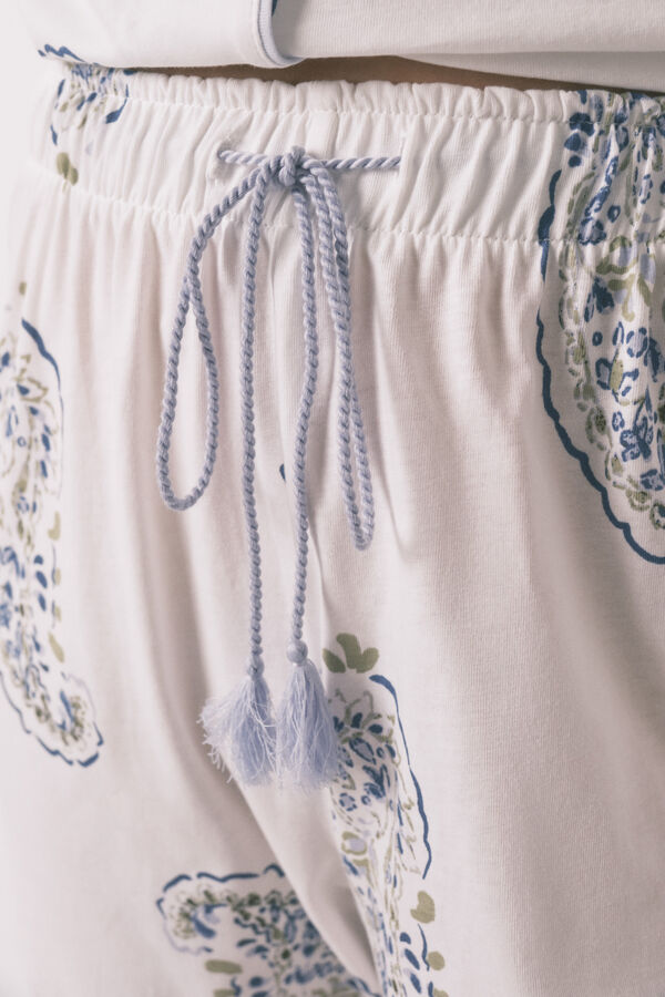 Women'secret Pijama camiseiro estampado Paisley em algod&atilde;o azul branco