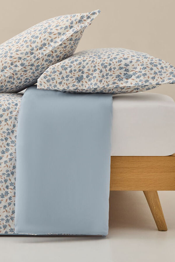 Textura Capa nórdica algodão flores azul