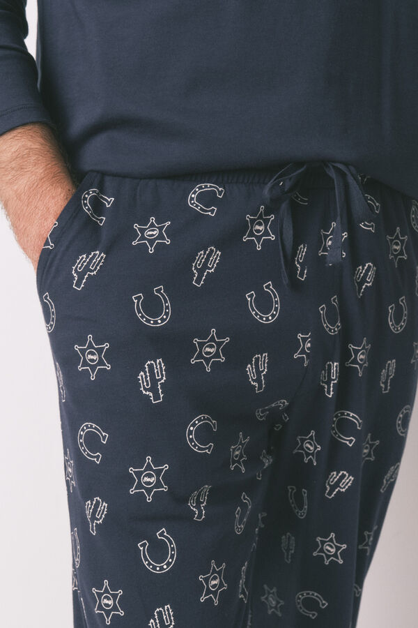 Women'secret Pijama comprido azul country 100% algodão azul