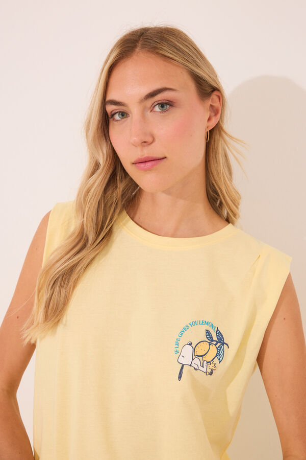 Women'secret Pijama curto Snoopy limão 100% algodão estampado