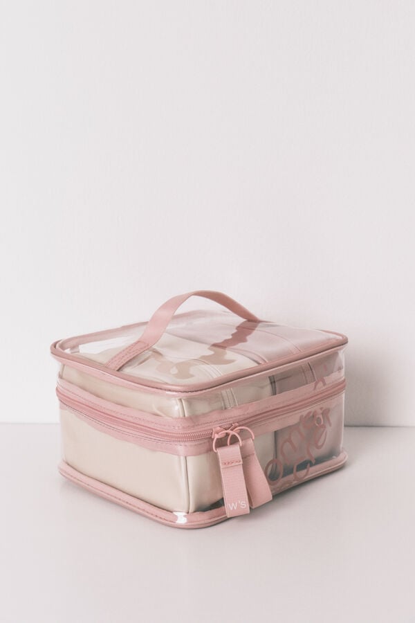 Women'secret Pacote com 3 bolsas de higiene pessoal de borracha metálica rosa