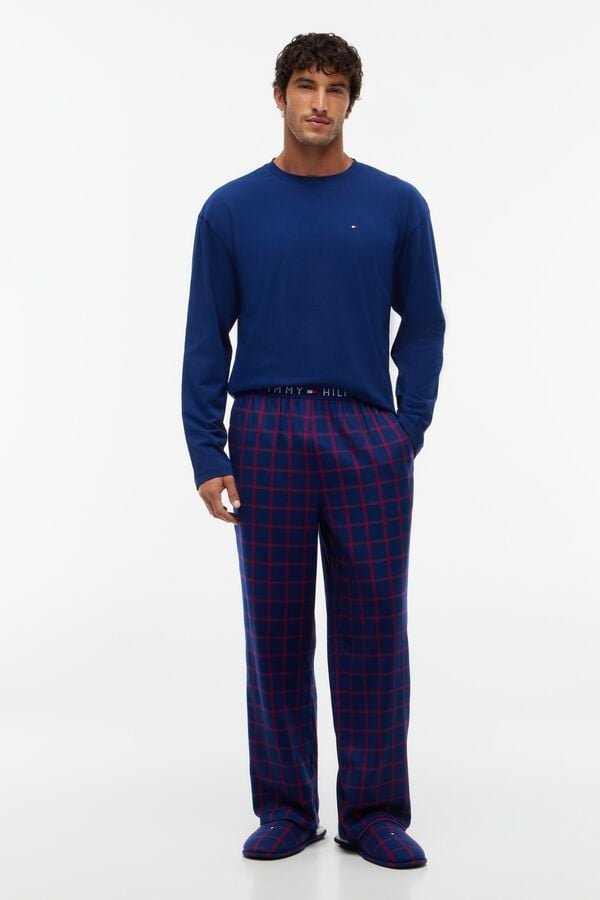 Tommy Hilfiger Conjunto de pijama + chinelos de quarto para homem azul