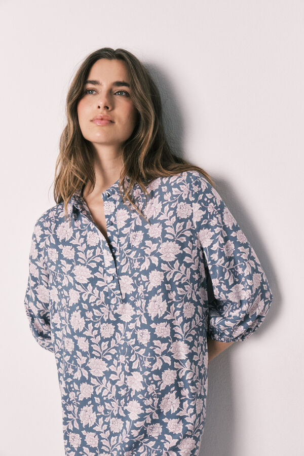 Women'secret Camisola comprida viscose estampado de flores rosa azul