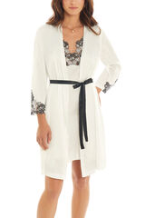 Ivette Bridal Bata curta em crepe serenity bege