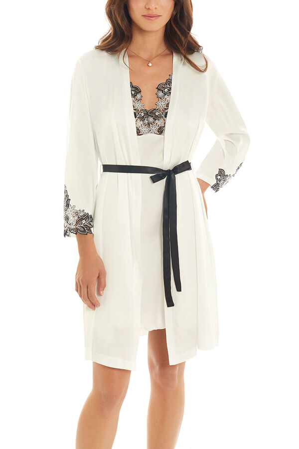 Ivette Bridal Bata curta em crepe serenity bege