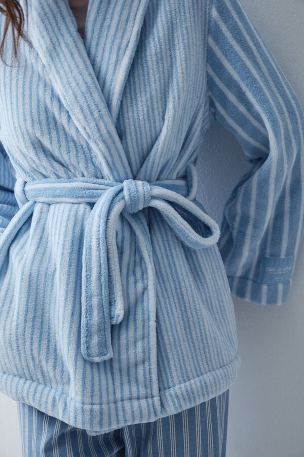 Women'secret Robe curta cruzada &agrave;s riscas azul azul