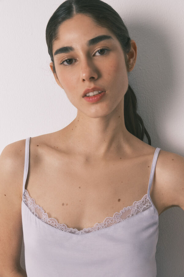 Women'secret T-shirt de al&ccedil;as extrassuave em malha azul azul