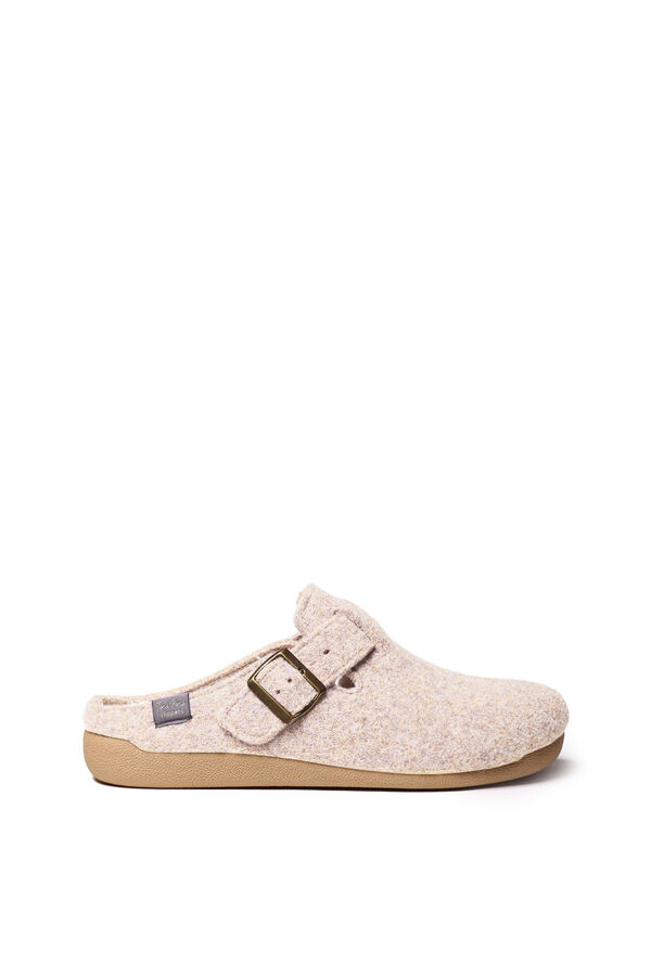 Womensecret Zapatilla de casa tipo zueco fieltro beige